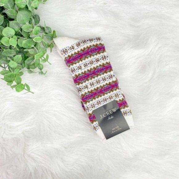 J. Crew Accessories - NWT J. Crew Ivory Stripe Fair Isle Trouser Socks